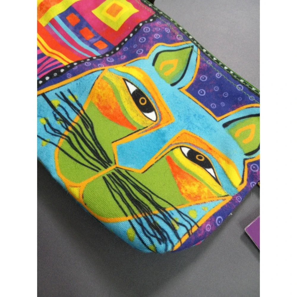 Laurel Burch Colorful Cat Canvas‎ Cosmetic Bag Pouch New